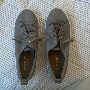 gray sperry slip on sneakers